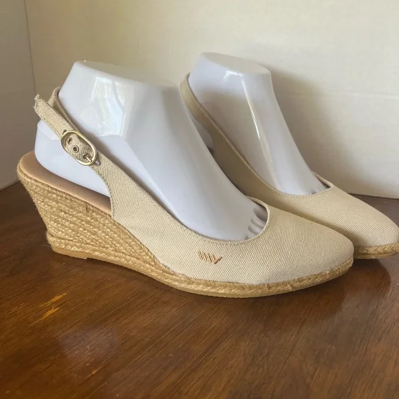 Viscata Barcelona Palomera Canvas Espadrille Wedge Slingbacks Beige EU 39 - Picture 4 of 15